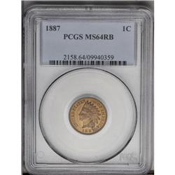 1887 1C MS64 Red and Brown PCGS. The lustrous surfaces 1887[1C] MS64 Red and Brown PCGS.