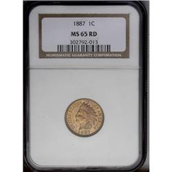 1887 1C MS65 Red NGC. This lustrous fire-red Gem is cr 1887[1C] MS65 Red NGC.