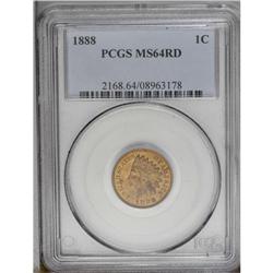 1888 1C MS64 Red PCGS. The attractive copper-orange su 1888[1C] MS64 Red PCGS.