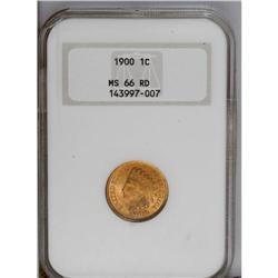 1900 1C MS66 Red NGC. A sharply struck and highly lust 1900[1C] MS66 Red NGC.