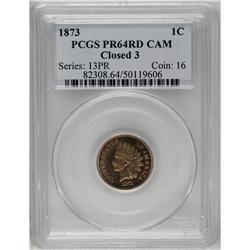 1873 1C Closed 3 PR64 Red Cameo PCGS. A needle-sharp n 1873[1C] Closed 3 PR64 Red Cameo PCGS.