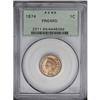 Image 1 : 1874 1C PR64 Red PCGS. Snow-1. A well struck olive-gol 1874[1C] PR64 Red PCGS.