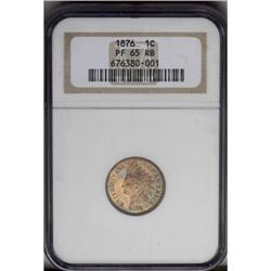 1876 1C PR65 Red and Brown NGC. Reddish-brown toning i 1876[1C] PR65 Red and Brown NGC.
