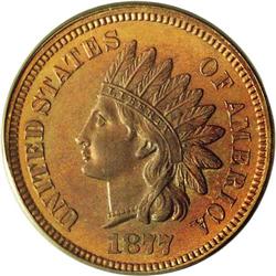 1877 1C PR64 Red and Brown PCGS. Concentric splashes o 1877[1C] PR64 Red and Brown PCGS.
