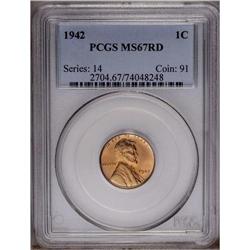1942 1C MS67 Red PCGS. An immaculate Superb Gem, well 1942[1C] MS67 Red PCGS.