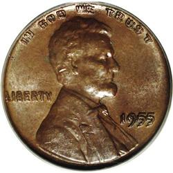 1955/55 1C Doubled Die Obverse MS62 Brown PCGS. FS-021 1955/55[1C] Doubled Die Obverse MS62 Brown PC