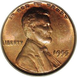 1955/55 1C Doubled Die Obverse MS65 Red and Brown PCGS 1955/55[1C] Doubled Die Obverse MS65 Red and 