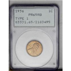 1936 1C Type One--Satin Finish PR65 Red and Brown PCGS 1936[1C] Type One--Satin Finish PR65 Red and 
