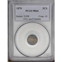 1870 3CS PR64 PCGS. The obverse is mottled with deep c 1870[3CS] PR64 PCGS.