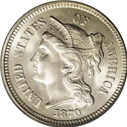 1870 3CN MS66 PCGS. While the general level of preserv 1870[3CN] MS66 PCGS.