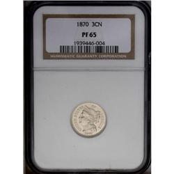 1870 3CN PR65 NGC. Luminous proof surfaces display spe 1870[3CN] PR65 NGC.