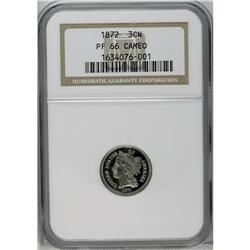 1872 3CN PR66 Cameo NGC. Exquisitely struck design ele 1872[3CN] PR66 Cameo NGC.
