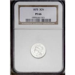 1875 3CN PR66 NGC. This intricately struck Premium Gem 1875[3CN] PR66 NGC.