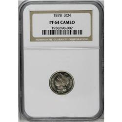 1878 3CN PR64 Cameo NGC. Speckles of light tan color v 1878[3CN] PR64 Cameo NGC.