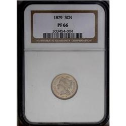 1879 3CN PR66 NGC. Golden-gray patination imbued with 1879[3CN] PR66 NGC.