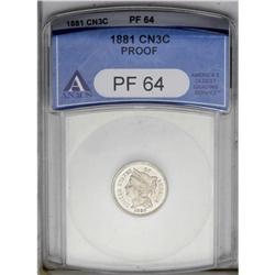 1880 3CN PR64 ANACS. Due to a mechanical error, the ho 1880[3CN] PR64 ANACS.