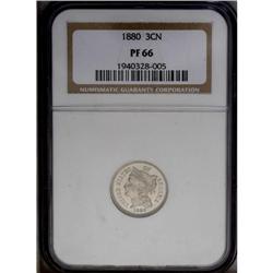 1880 3CN PR66 NGC. The shimmering steel surfaces show 1880[3CN] PR66 NGC.