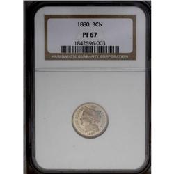 1880 3CN PR67 NGC. Light orange and blue color tint th 1880[3CN] PR67 NGC.