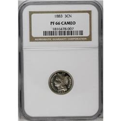 1883 3CN PR66 Cameo NGC. An eye catching, sharply impr 1883[3CN] PR66 Cameo NGC.