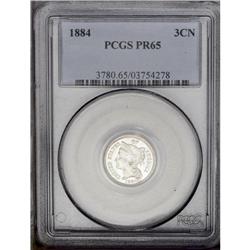 1884 3CN PR65 PCGS. Luminous surfaces display whispers 1884[3CN] PR65 PCGS.