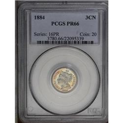 1884 3CN PR66 PCGS. Attractively toned with splashes o 1884[3CN] PR66 PCGS.