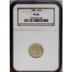 1885 3CN PR66 NGC. A toned Gem proof with dusky gold a 1885[3CN] PR66 NGC.
