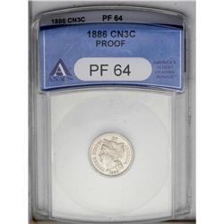 1886 3CN PR64 ANACS. Delicate lemon-yellow patina and 1886[3CN] PR64 ANACS.