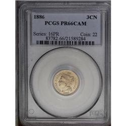 1886 3CN PR66 Cameo PCGS. Remarkably vibrant for this 1886[3CN] PR66 Cameo PCGS.