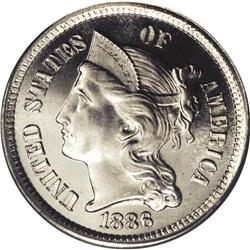 1886 3CN PR67 Cameo PCGS. Close to 2,000 1886 three ce 1886[3CN] PR67 Cameo PCGS.