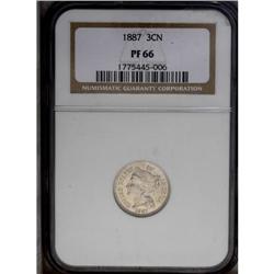 1887 3CN PR66 NGC. A sharply struck Premium Gem proof, 1887[3CN] PR66 NGC.
