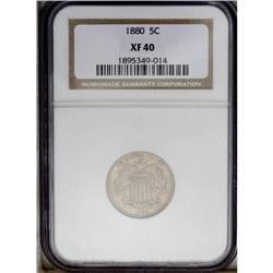 1880 5C XF40 NGC. An elusive business strike Shield ni 1880[5C] XF40 NGC.