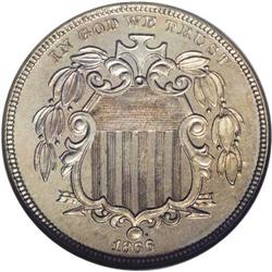 1866 5C Rays PR64 NGC. Blushes of golden and steel-blu 1866[5C] Rays PR64 NGC.