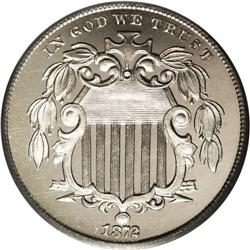 1872 5C PR66 Cameo PCGS. An impressive cameo example w 1872[5C] PR66 Cameo PCGS.