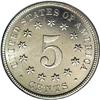 Image 2 : 1877 5C PR66 Cameo ANACS. This proof-only issue of 510 1877[5C] PR66 Cameo ANACS.