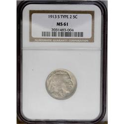1913-S 5C Type Two MS61 NGC. LIBERTY is faint, even fo 1913-S[5C] Type Two MS61 NGC.