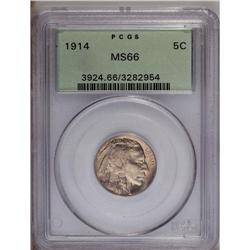 1914 5C MS66 PCGS. A bright and lustrous honey-gold ol 1914[5C] MS66 PCGS.