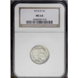 1914-D 5C MS64 NGC. A scarce and highly regarded Buffa 1914-D[5C] MS64 NGC.