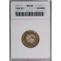 1926 5C MS66 ANACS. Luscious variegated shades of oliv 1926[5C] MS66 ANACS.