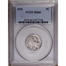 1934 5C MS66 PCGS. This highly attractive 1934 Buffalo 1934[5C] MS66 PCGS.