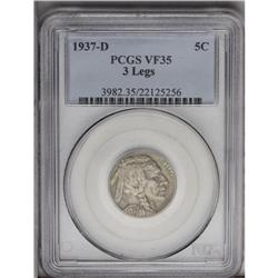 1937-D 5C 3 LEGS VF35 PCGS.From The Ron W. Keeney Coll 1937-D[5C] Three-Legged VF35 PCGS.