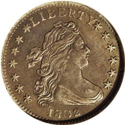 1802 10C AU55 NGC. JR-2, R.5. An impressive piece with 1802[10C] AU55 NGC.