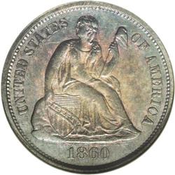 1860-O 10C --Cleaned--ANACS. AU55 Details. The 1860-O, 1860-O[10C]--Cleaned--ANACS. AU55 Details.