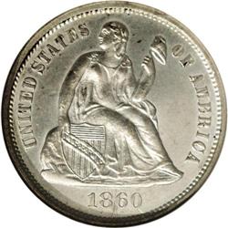 1860-O 10C --Altered Surfaces--ANACS. AU58 Details. Thi 1860-O[10C]--Altered Surfaces--ANACS. AU58 D