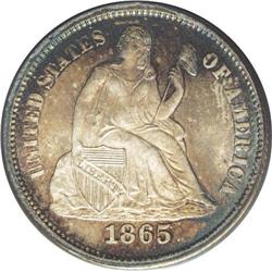 1865 10C MS66 PCGS. The 1865 dime, with a business str 1865[10C] MS66 PCGS.