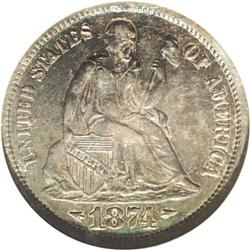 1874-CC 10C Arrows AU50 NGC. This is one of the most e 1874-CC[10C] Arrows AU50 NGC.