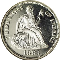 1883 10C PR68 Cameo NGC. The white on black contrast i 1883[10C] PR68 Cameo NGC.