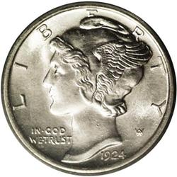 1924-S 10C MS64 Full Bands PCGS. This is a splendid Mi 1924-S[10C] MS64 Full Bands PCGS.