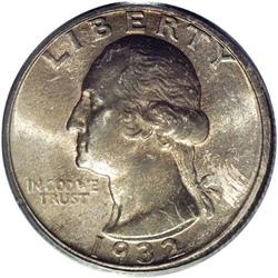 1932-D 25C MS64 PCGS. This near-Gem 1932-D quarter dis 1932-D[25C] MS64 PCGS.