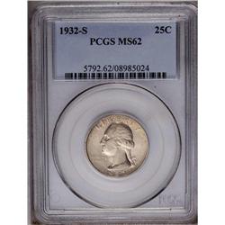 1932-S 25C MS62 PCGS. This key date example displays g 1932-S[25C] MS62 PCGS.