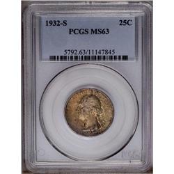 1932-S 25C MS63 PCGS. Dramatic speckled patina appears 1932-S[25C] MS63 PCGS.